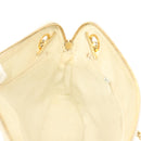 CHANEL Matelasse Chain Shoulder Bag Lamb Skin White Gold CC Auth 139015-18