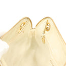 CHANEL Matelasse Chain Shoulder Bag Lamb Skin White Gold CC Auth 139015-19