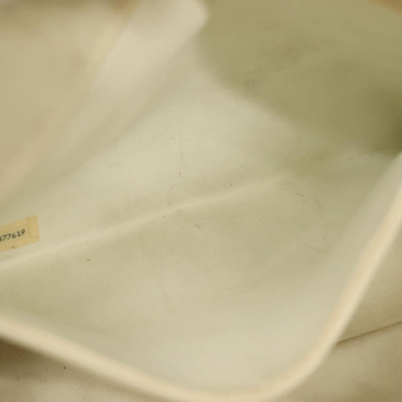 CHANEL Matelasse Chain Shoulder Bag Lamb Skin White Gold CC Auth 139015