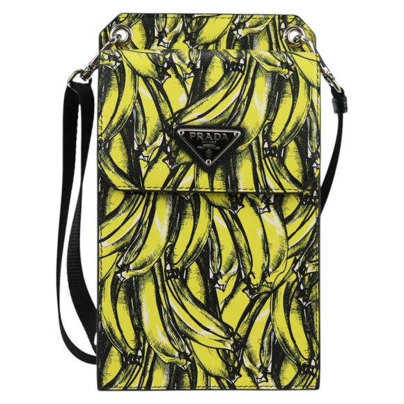PRADA Smartphone Case Pouch Safiano Yellow 2ZH068 Auth 139022M