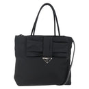 PRADA Hand Bag Nylon 2way Black Silver Auth 139041V-1