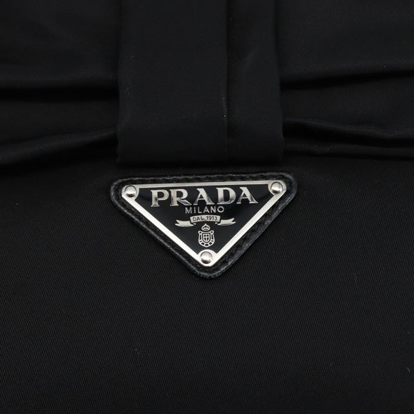 PRADA Hand Bag Nylon 2way Black Silver Auth 139041V