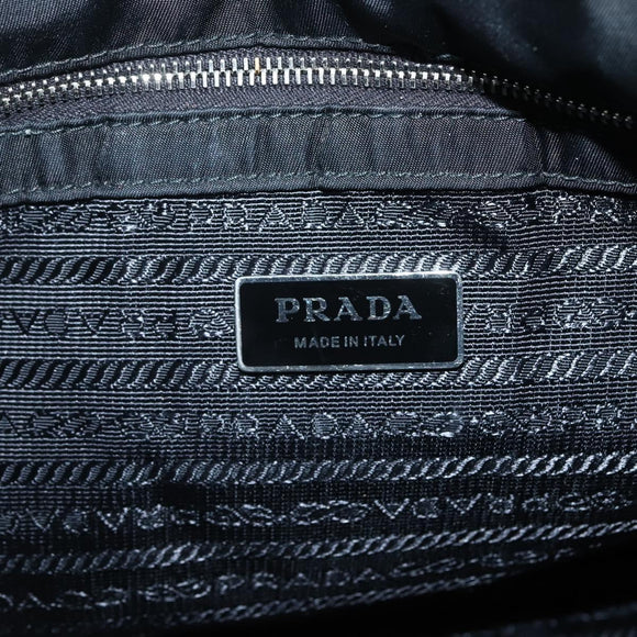 PRADA Hand Bag Nylon 2way Black Silver Auth 139041V