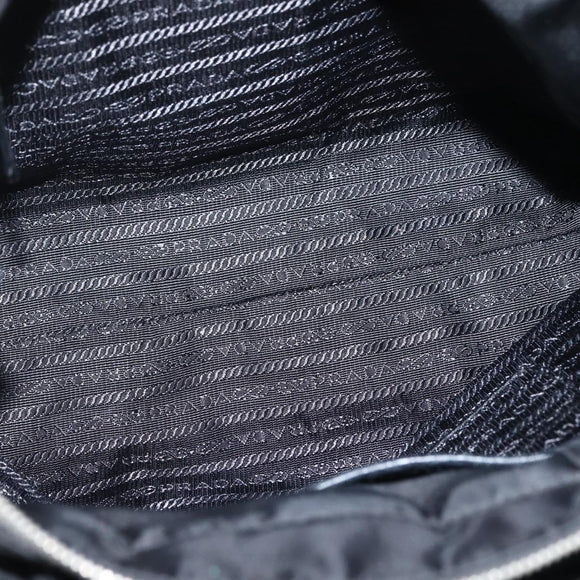 PRADA Hand Bag Nylon 2way Black Silver Auth 139041V