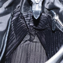 PRADA Hand Bag Nylon 2way Black Silver Auth 139041V-23