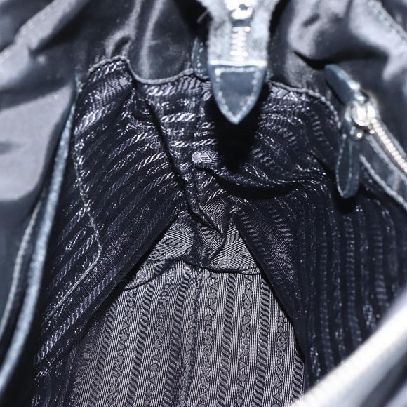 PRADA Hand Bag Nylon 2way Black Silver Auth 139041V