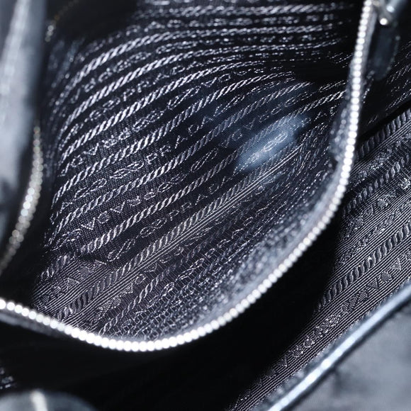 PRADA Hand Bag Nylon 2way Black Silver Auth 139041V