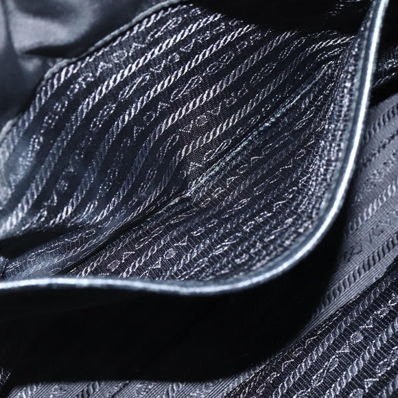 PRADA Hand Bag Nylon 2way Black Silver Auth 139041V