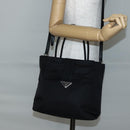 PRADA Hand Bag Nylon 2way Black Silver Auth 139041V-26