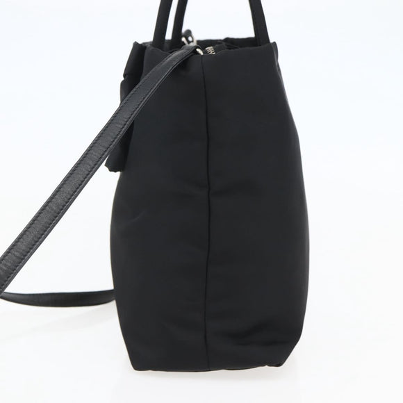 PRADA Hand Bag Nylon 2way Black Silver Auth 139041V