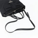 PRADA Hand Bag Nylon 2way Black Silver Auth 139041V-8