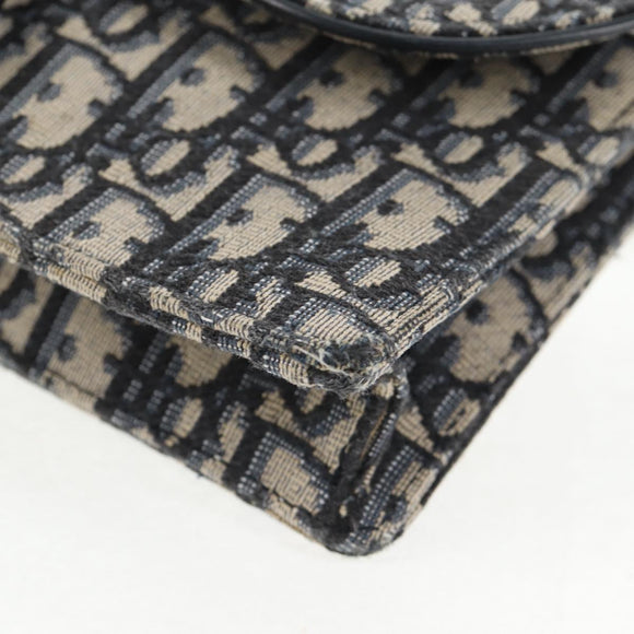 Christian Dior Oblique Trotter Canvas Chain Shoulder Bag Navy Gold Auth 139042M