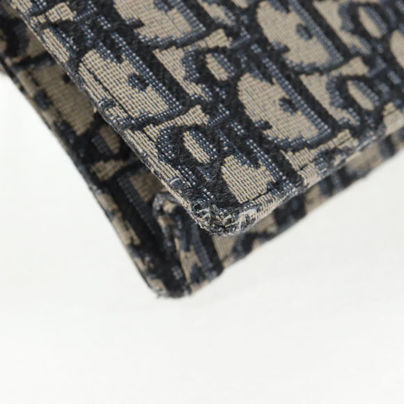 Christian Dior Oblique Trotter Canvas Chain Shoulder Bag Navy Gold Auth 139042M