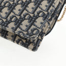 Christian Dior Oblique Trotter Canvas Chain Shoulder Bag Navy Gold Auth 139042M-17
