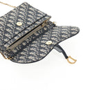 Christian Dior Oblique Trotter Canvas Chain Shoulder Bag Navy Gold Auth 139042M-10