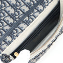 Christian Dior Oblique Trotter Canvas Chain Shoulder Bag Navy Gold Auth 139042M-22