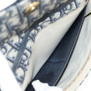 Christian Dior Oblique Trotter Canvas Chain Shoulder Bag Navy Gold Auth 139042M-23