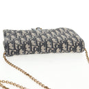 Christian Dior Oblique Trotter Canvas Chain Shoulder Bag Navy Gold Auth 139042M-6