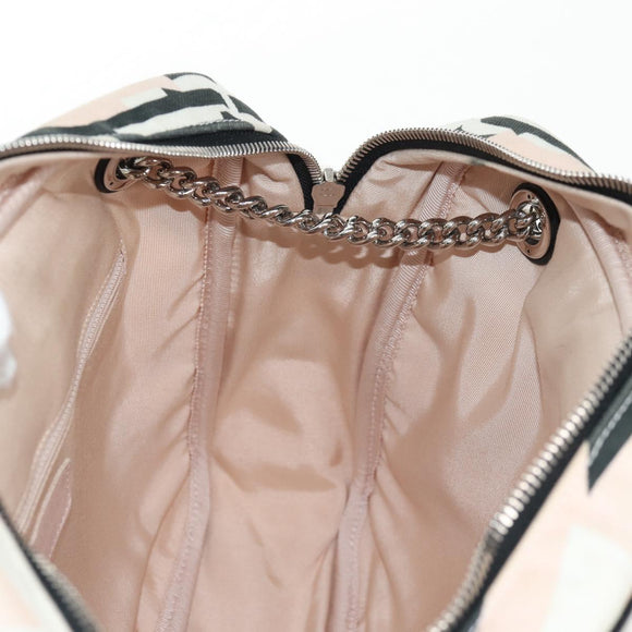 CHANEL Chain Cruise line Shoulder Bag Canvas Pink Silver CC Auth 139043V