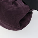 CHANEL Hand Bag Suede Purple Gold CC Auth 139044V-10
