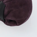 CHANEL Hand Bag Suede Purple Gold CC Auth 139044V-11