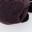 CHANEL Hand Bag Suede Purple Gold CC Auth 139044V-12