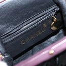 CHANEL Hand Bag Suede Purple Gold CC Auth 139044V-15