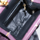 CHANEL Hand Bag Suede Purple Gold CC Auth 139044V-16