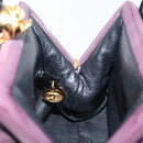 CHANEL Hand Bag Suede Purple Gold CC Auth 139044V-17