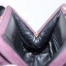 CHANEL Hand Bag Suede Purple Gold CC Auth 139044V-18