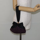 CHANEL Hand Bag Suede Purple Gold CC Auth 139044V-22