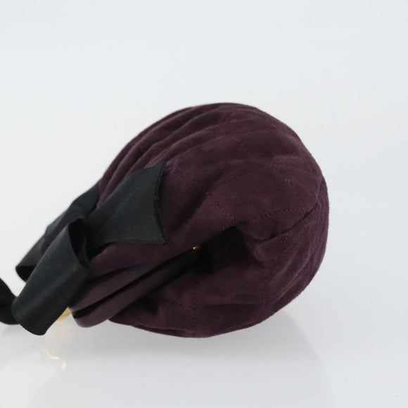 CHANEL Hand Bag Suede Purple Gold CC Auth 139044V