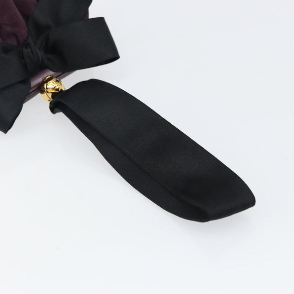 CHANEL Hand Bag Suede Purple Gold CC Auth 139044V