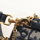Christian Dior Trotter Canvas Phone Holder Chain Mini Navy Gold Auth 139045M-16