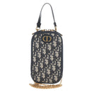 Christian Dior Trotter Canvas Phone Holder Chain Mini Navy Gold Auth 139045M-2