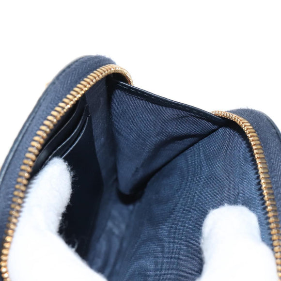 Christian Dior Trotter Canvas Phone Holder Chain Mini Navy Gold Auth 139045M