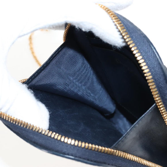 Christian Dior Trotter Canvas Phone Holder Chain Mini Navy Gold Auth 139045M