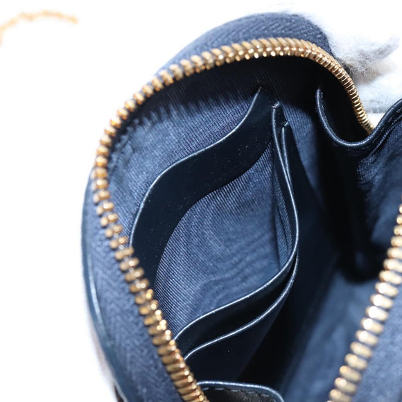Christian Dior Trotter Canvas Phone Holder Chain Mini Navy Gold Auth 139045M