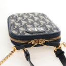 Christian Dior Trotter Canvas Phone Holder Chain Mini Navy Gold Auth 139045M-6