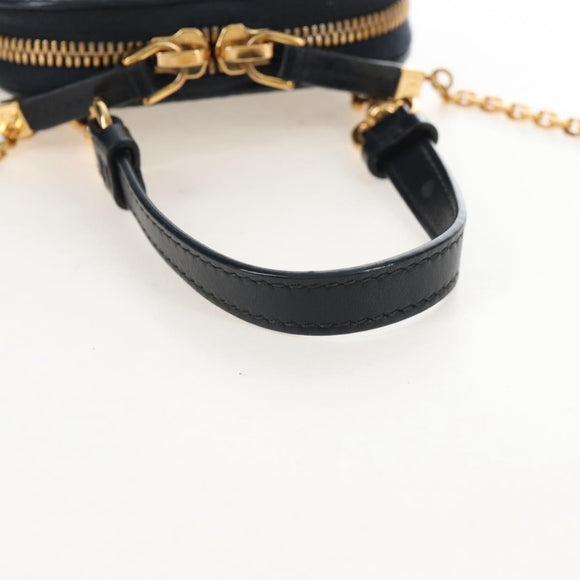 Christian Dior Trotter Canvas Phone Holder Chain Mini Navy Gold Auth 139045M
