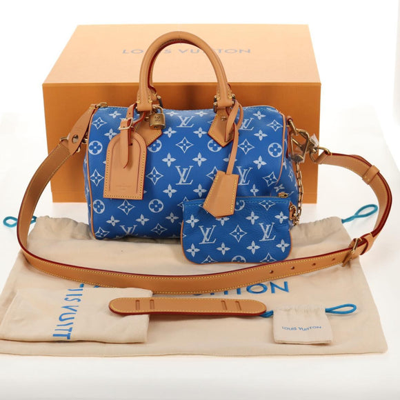 LOUIS VUITTON Monogram Speedy P9 Bandouliere 25 Bag Blue M24424 LV Auth 139046SM