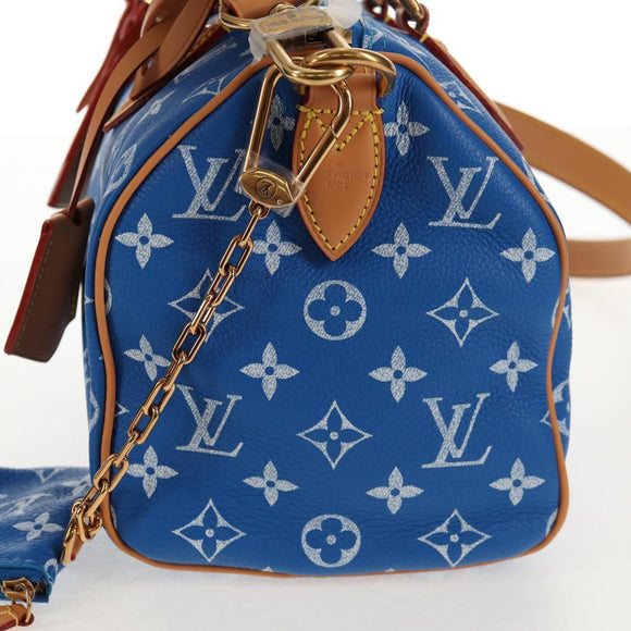 LOUIS VUITTON Monogram Speedy P9 Bandouliere 25 Bag Blue M24424 LV Auth 139046SM