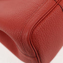 HERMES Garden Party TPM Hand Bag Leather Orange Silver Auth 139049M-14