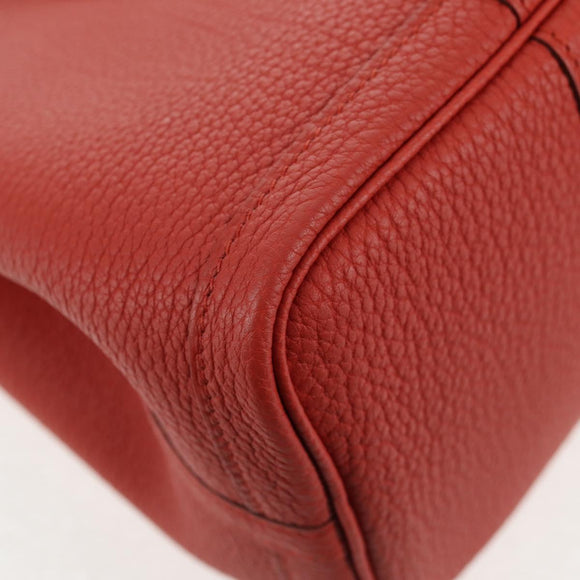 HERMES Garden Party TPM Hand Bag Leather Orange Silver Auth 139049M