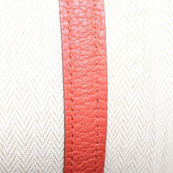 HERMES Garden Party TPM Hand Bag Leather Orange Silver Auth 139049M