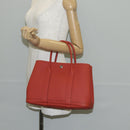 HERMES Garden Party TPM Hand Bag Leather Orange Silver Auth 139049M-24