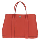 HERMES Garden Party TPM Hand Bag Leather Orange Silver Auth 139049M-2