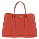 HERMES Garden Party TPM Hand Bag Leather Orange Silver Auth 139049M-3
