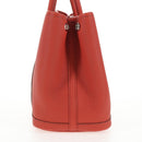 HERMES Garden Party TPM Hand Bag Leather Orange Silver Auth 139049M-4