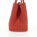 HERMES Garden Party TPM Hand Bag Leather Orange Silver Auth 139049M-5